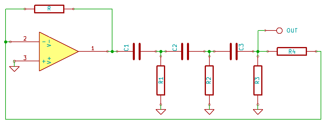 Oscillateur à décalage de phase avec un AOP